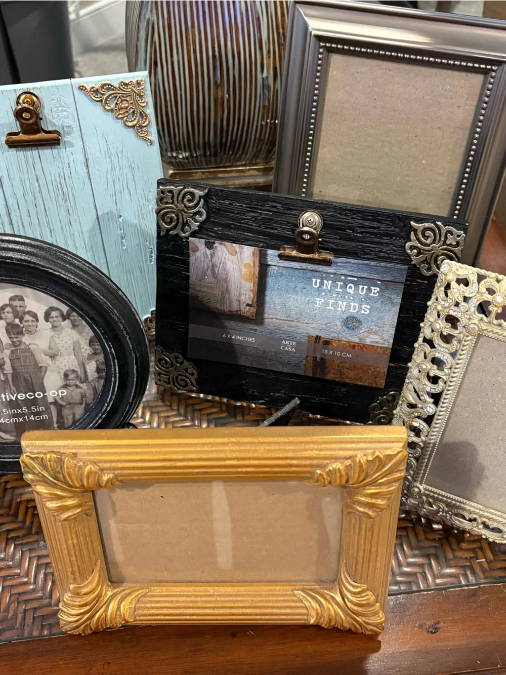 Assorted Decorative Picture Frames - Gold, Black, Silver, Blue, Brown